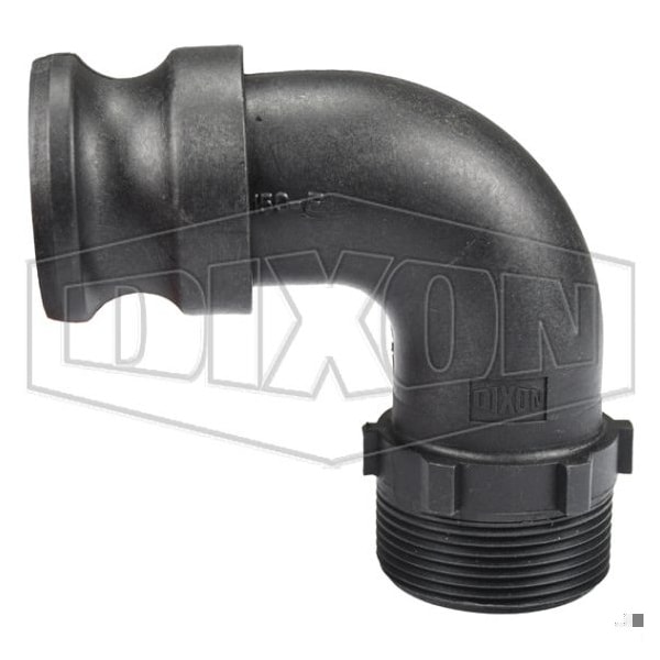 90Deg Cam and Groove Elbow, 1-1/2 in, Adapter x MNPT, Polypropylene, Domestic